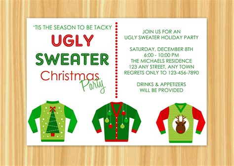 christmas ugly sweater party invitations|ugly christmas sweater invitation template.